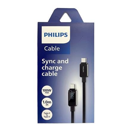 PHILIPS USB C-C BRAIDED CABLE 1M POWER DISPLAY DLC5011CB/70 BLACK