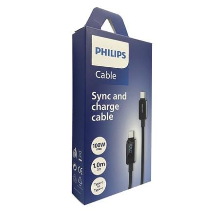 PHILIPS USB C-C BRAIDED CABLE 1M POWER DISPLAY DLC5011CB/70 BLACK