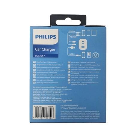 PHILIPS USB-C USB-A 65W CAR CHARGER 3-PORT DLP2557 BLACK