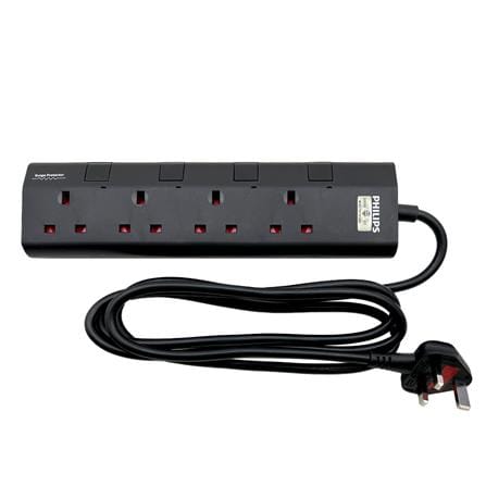 PHILIPS 4G2M TRAILING SOCKET C/W NEON/SURGE CHP3143BA/68 BLACK