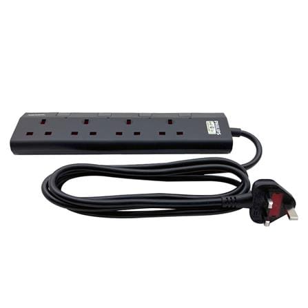 PHILIPS 4G2M TRAILING SOCKET C/W NEON/SURGE CHP3143BA/68 BLACK