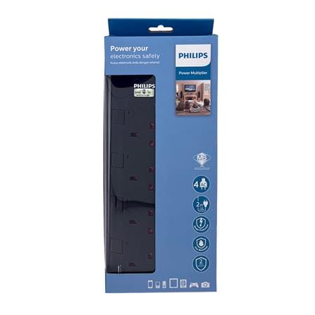 PHILIPS 4G2M TRAILING SOCKET C/W NEON/SURGE CHP3143BA/68 BLACK