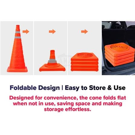 COLEX FOLDABLE SAFETY CONE C/W TAPE 18" (45CM)