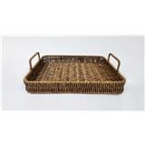 RECTANGLE RATTAN TRAY WITH HANDLE SIZE L 38X28X5CM
