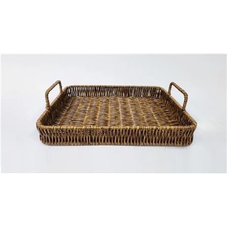 RECTANGLE RATTAN TRAY WITH HANDLE SIZE L 38X28X5CM