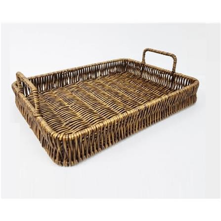 RECTANGLE RATTAN TRAY WITH HANDLE SIZE L 38X28X5CM