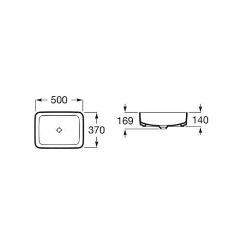 ROCA INSPIRA SQUARE FINECERAMIC COUNTER WASHBASIN A32753000J WHITE
