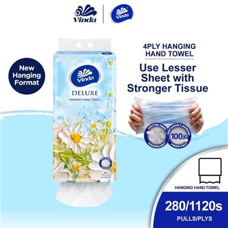 VINDA DELUXE HANGING HAND TOWEL 4-PLY 280S