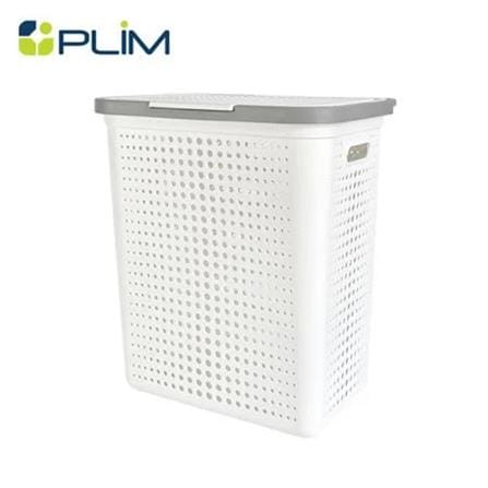 RECTANGULAR LAUNDRY BASKET WITH LID PLIM BUBBLE SIZE L WHITE