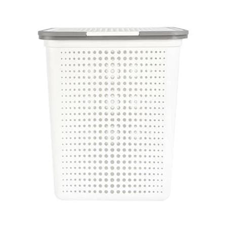RECTANGULAR LAUNDRY BASKET WITH LID PLIM BUBBLE SIZE L WHITE