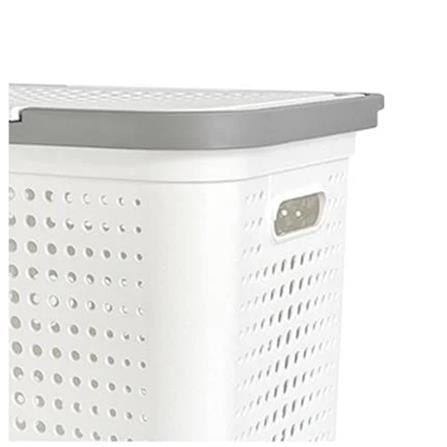 RECTANGULAR LAUNDRY BASKET WITH LID PLIM BUBBLE SIZE L WHITE
