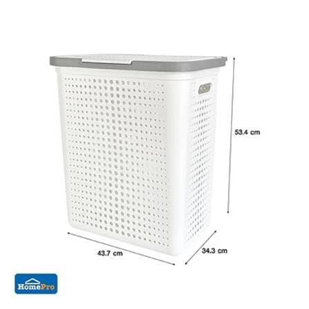 RECTANGULAR LAUNDRY BASKET WITH LID PLIM BUBBLE SIZE L WHITE