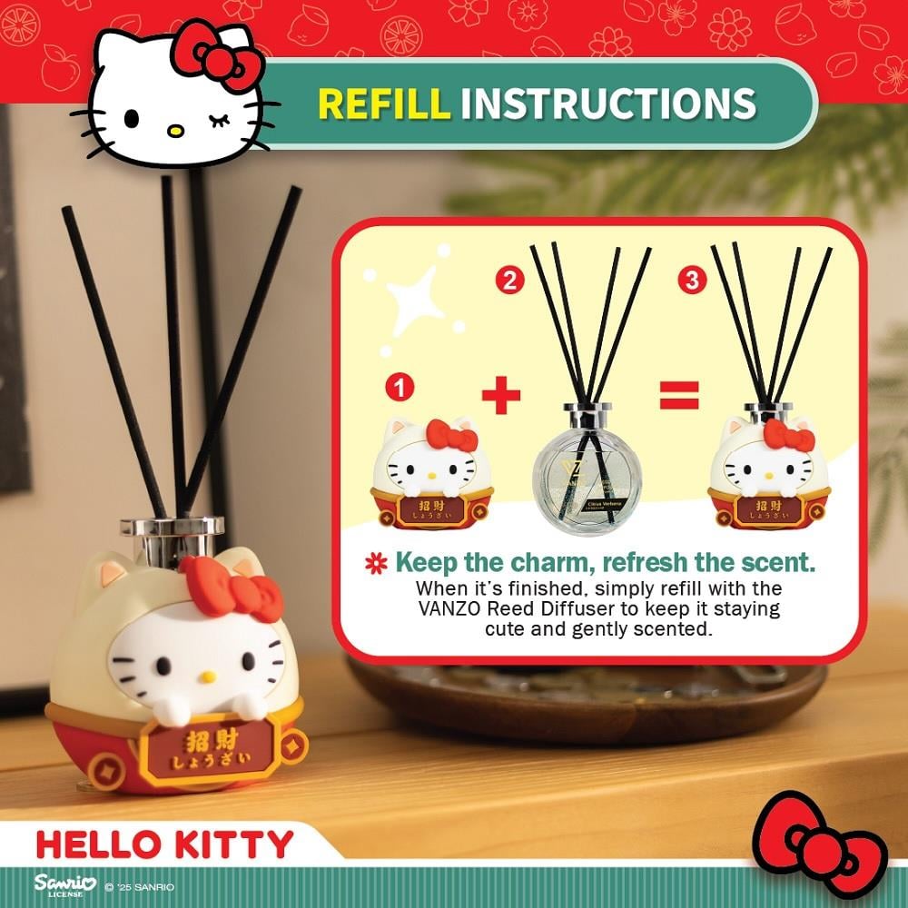 VANZO REED DIFFUSER HELLO KITTY FORTUNE CITRUS VERBENA  120ML