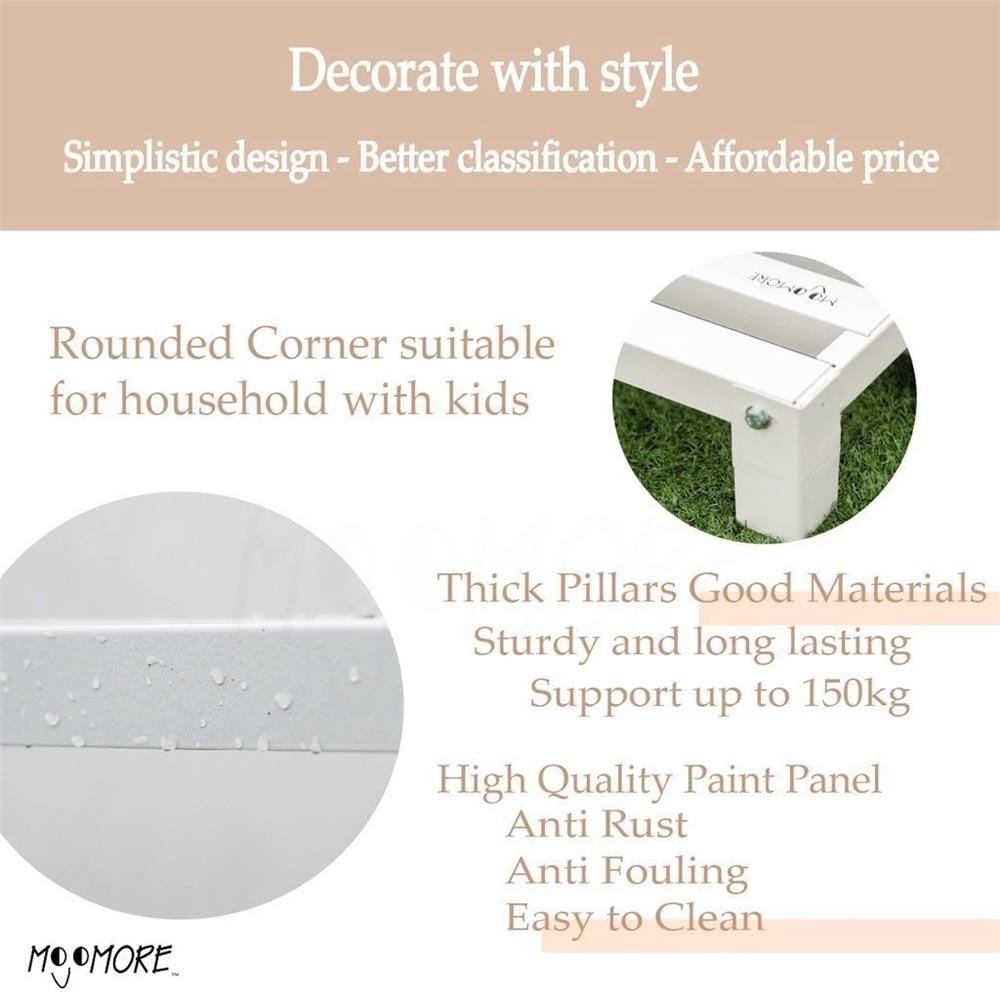 MOJOMORE HEAVY DUTY FLOWER POT RACK GALAXY WHITE 80L X 54H