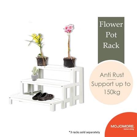 MOJOMORE HEAVY DUTY FLOWER POT RACK GALAXY WHITE 80L X 54H