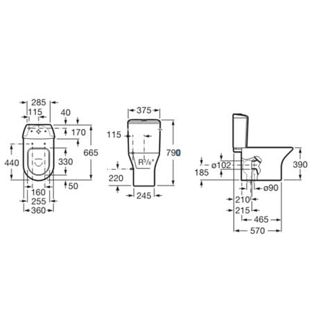 ROCA NEXO-N RIMLESS 2P TOILET A3420E500J S-TRAP 250MM UF SEAT COVER