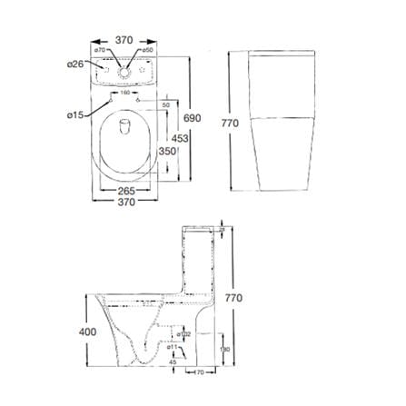 ROCA ISLA RIMLESS VORTEX 1P TOILET A3490V500J S-TRAP 250MM UF SEAT COVER