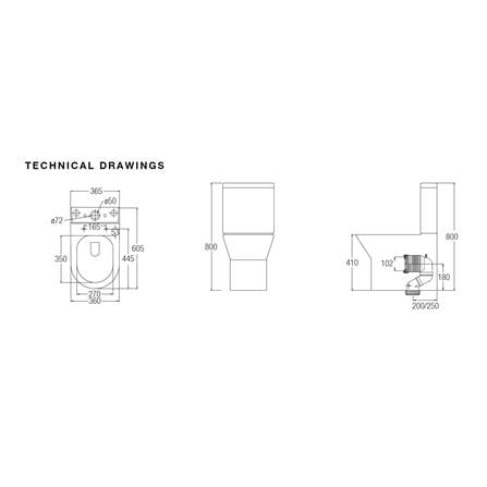 JOHNSON SUISSE TREVISO RIMLESS 2P TOILET WBSC950157WW S-TRAP 250MM