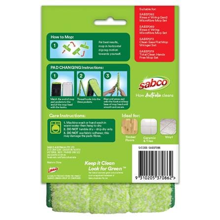 SABCO MULTI-FIT FLAT MOP REFILL GREEN