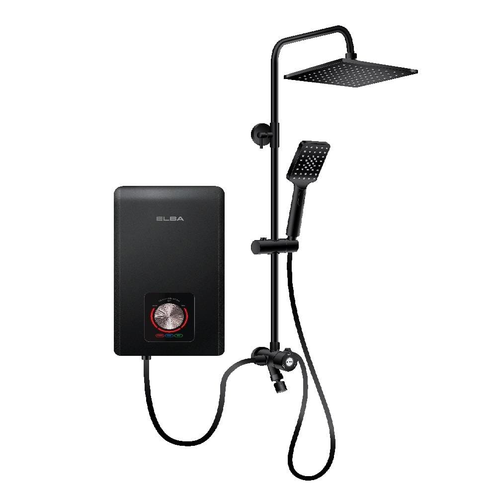 ELBA SHOWER HEATER DC PUMP RAIN SHOWER EWHR-R4538DC(MB) MATTE BLACK