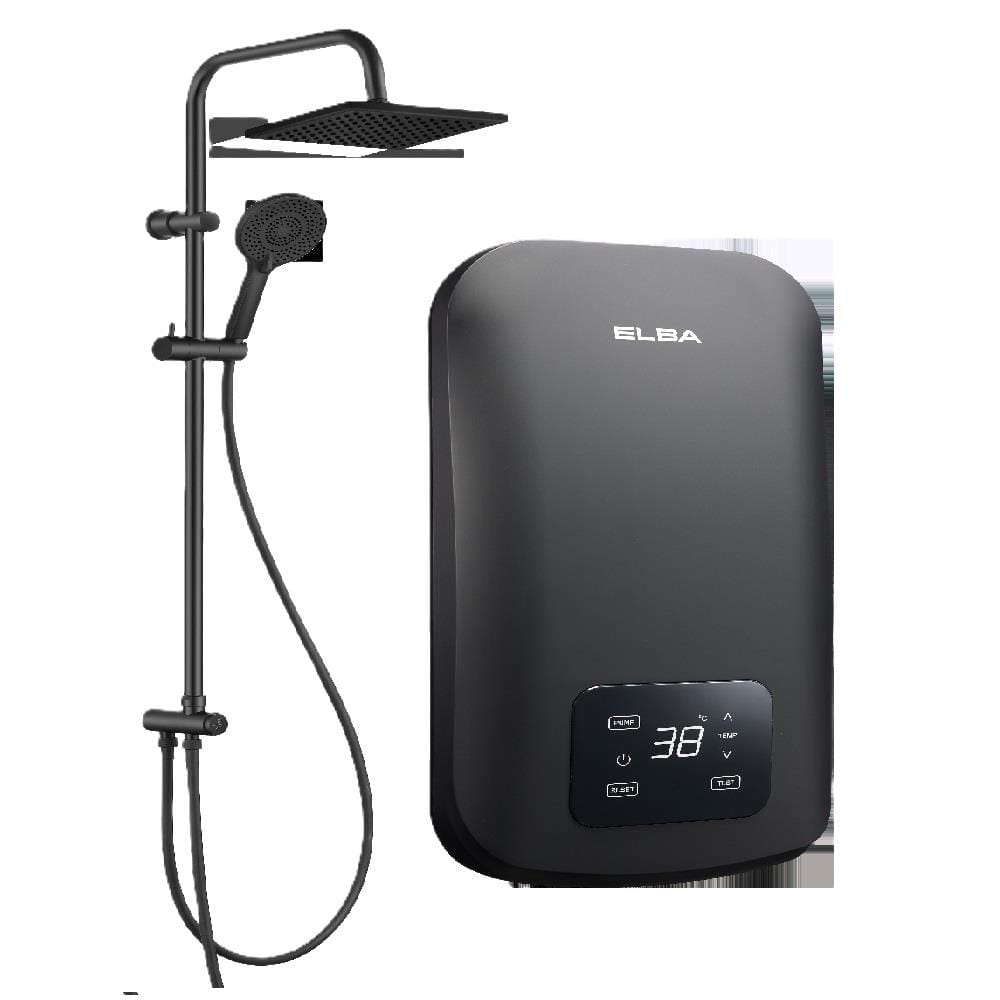 ELBA SHOWER HEATER DC PUMP RAIN SHOWER EWHR-Q4218DC(MB) MATTE BLACK