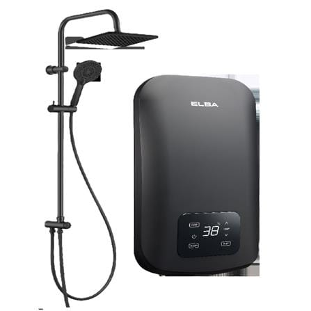 ELBA SHOWER HEATER DC PUMP RAIN SHOWER EWHR-Q4218DC(MB) MATTE BLACK