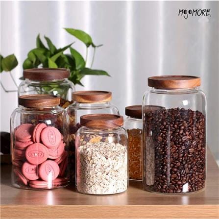 MOJOMORE GLASS JAR WITH WOODEN LID 330ML