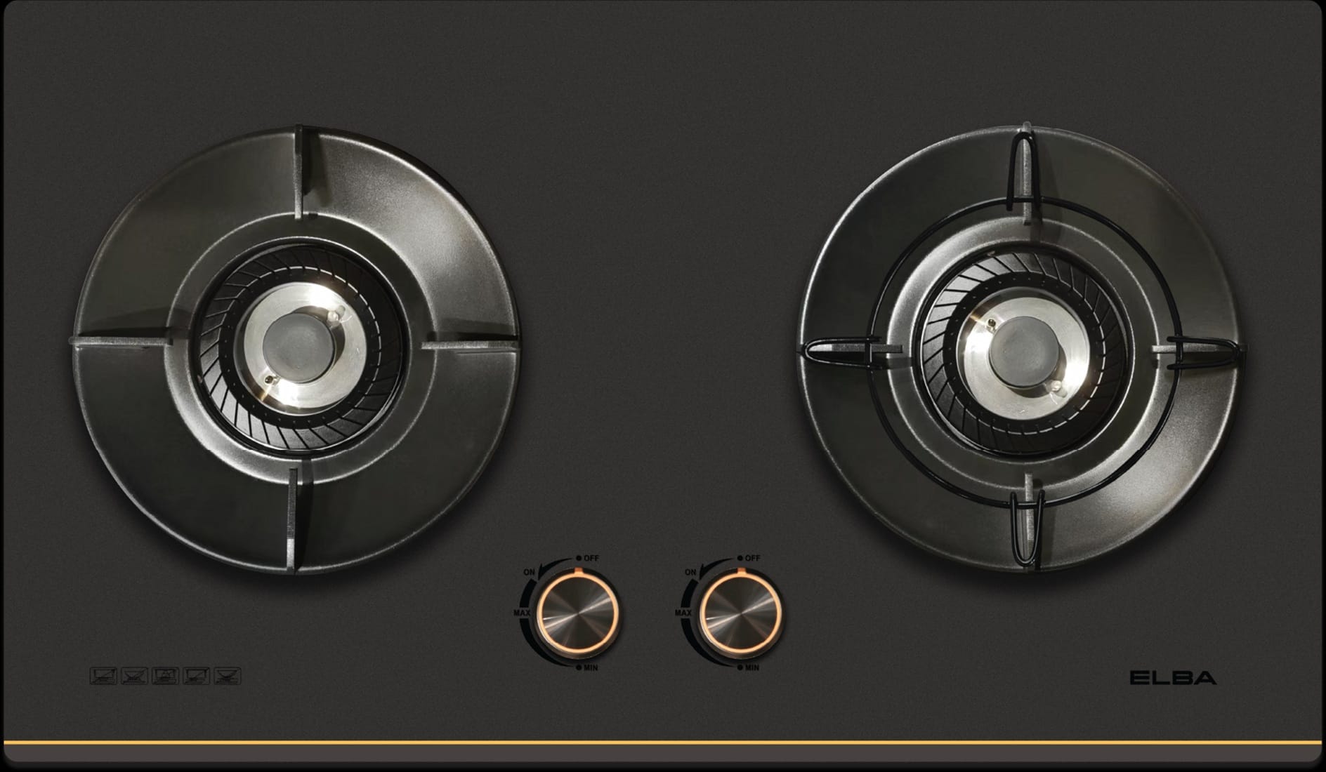 ELBA FLEXIBLE BUILT-IN GAS HOB EGH-S8512G(GR) 2BURNER 5.0KW 76CM BLACK