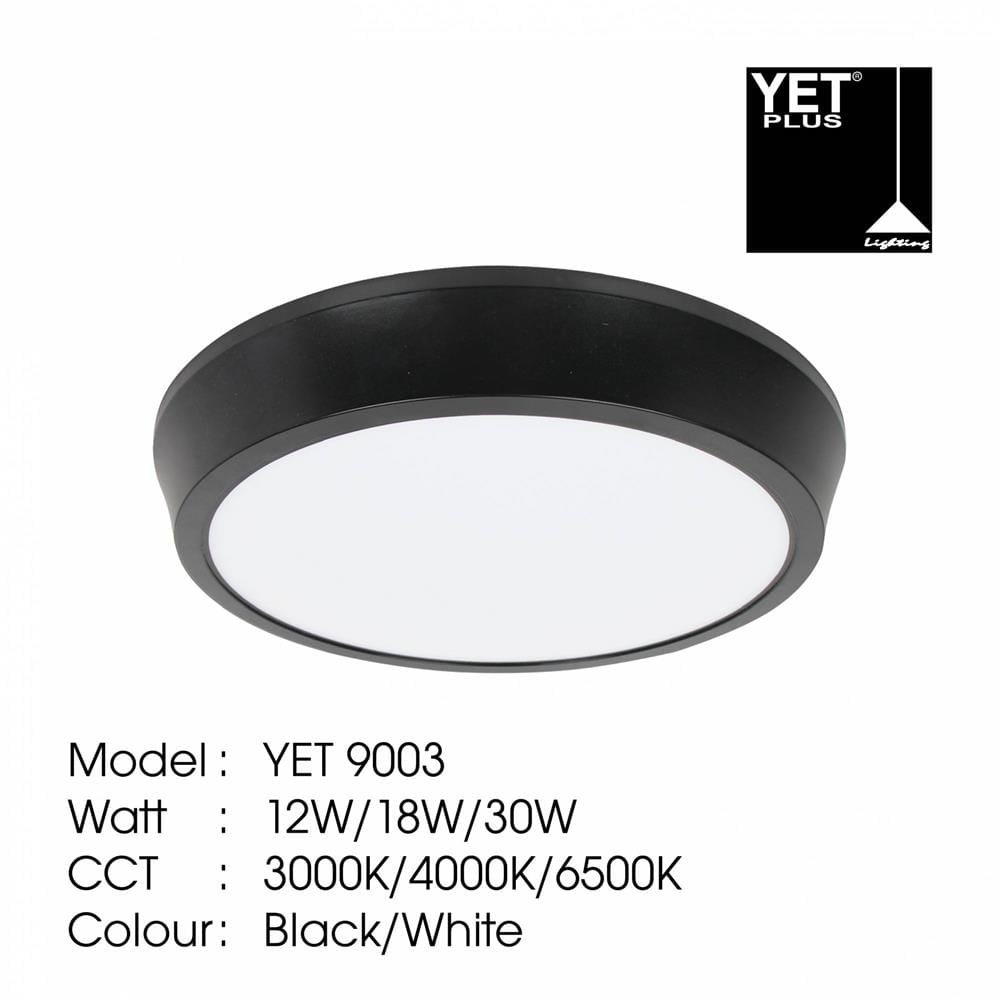 YETPLUS LED SURFACE DOWNLIGHT 9003 12W 3000K BLACK ROUND