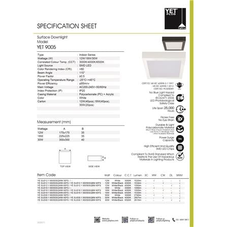 YETPLUS LED SURFACE DOWNLIGHT 9005 18W 4000K BLACK SQUARE