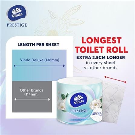 VINDA PRESTIGE 4D CAMELIA TOILET TISSUE 3PLY 16 ROLLS