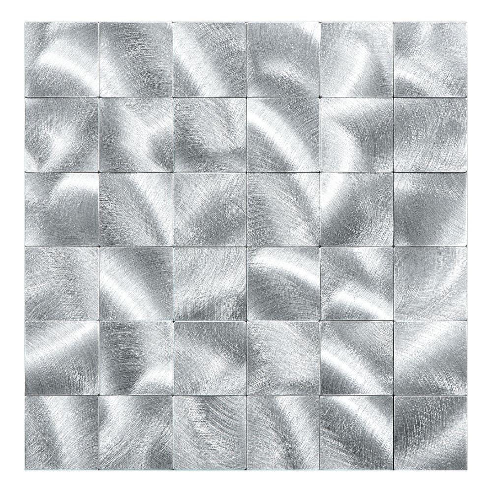 TARA PEEL & STICK ALUMINIUM WALL STICKER 30X30CM SILVER SQ 2S