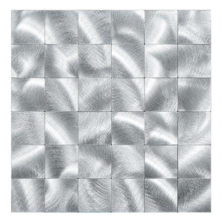 TARA PEEL & STICK ALUMINIUM WALL STICKER 30X30CM SILVER SQ 2S