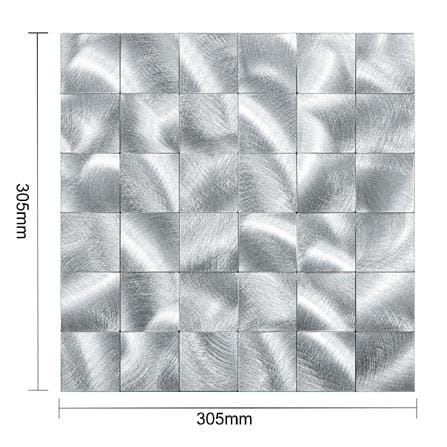 TARA PEEL & STICK ALUMINIUM WALL STICKER 30X30CM SILVER SQ 2S