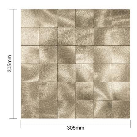 TARA PEEL & STICK ALUMINIUM WALL STICKER 30X30CM GOLD SQ 2S