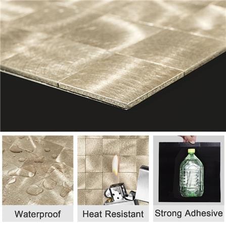 TARA PEEL & STICK ALUMINIUM WALL STICKER 30X30CM GOLD SQ 2S