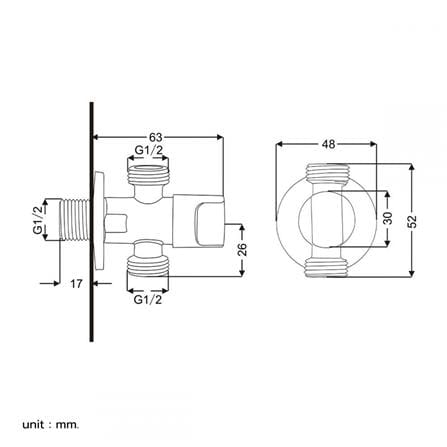 RASLAND 2-WAY STOP VALVE RA C321-C178 CHROME