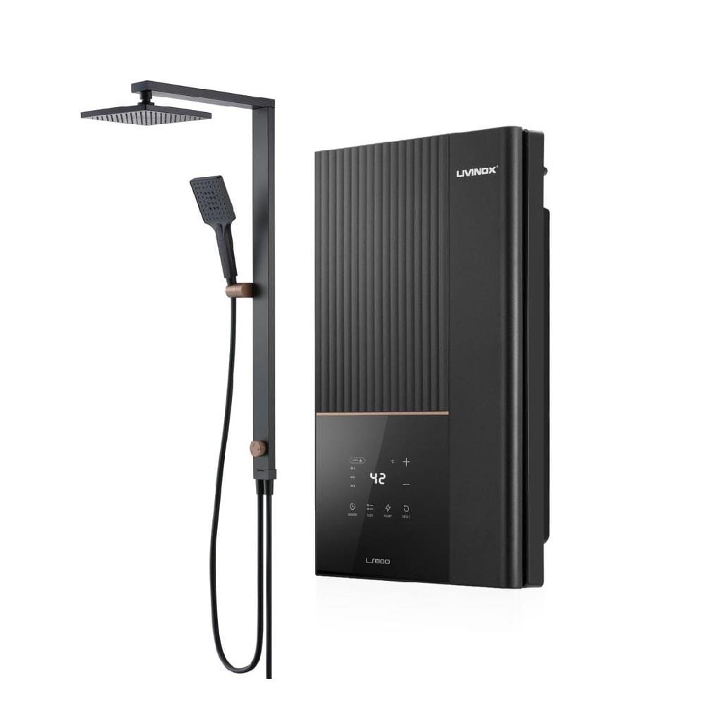 LIVINOX SHOWER HEATER DC PUMP RAIN SHOWER LWH-LS800-DC-RMB MATTE BLACK