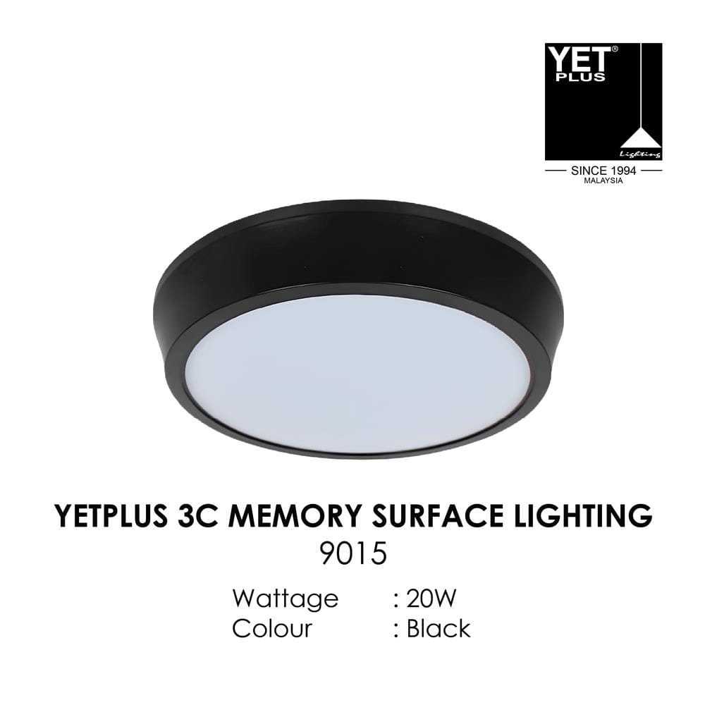 YETPLUS LED SURFACE DOWNLIGHT 9015 20W 3-COLOR BLACK ROUND