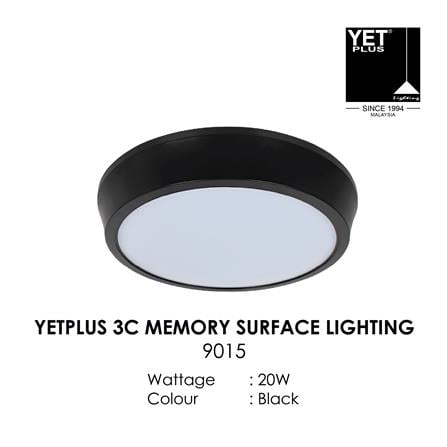 YETPLUS LED SURFACE DOWNLIGHT 9015 20W 3-COLOR BLACK ROUND