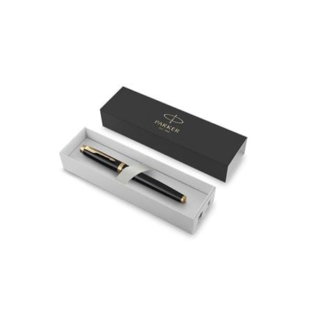 PARKER IM BLACK LACQUER GOLD TRIM BALLPOINT PEN MEDIUM BLACK TB