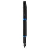 PARKER IM VIBRANT RING MARINE BLUE BLACK TRIM FOUNTAIN PEN FINE+CONVERTER TB