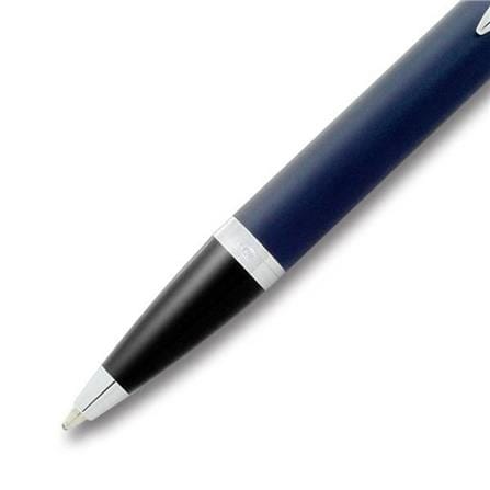 PARKER IM MATTE BLUE CHROME TRIM BALLPOINT PEN MEDIUM BLACK TB
