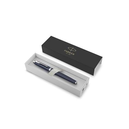 PARKER IM MATTE BLUE CHROME TRIM FOUNTAIN PEN MEDIUM TB