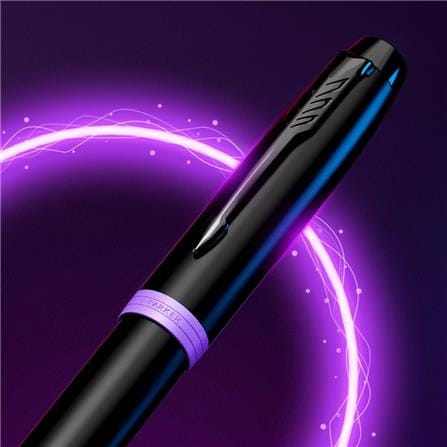 PARKER IM VIBRANT RING AMETHYST PURPLE BLACK TRIM ROLLERBALL PEN MEDIUM BLACK TB