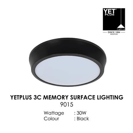 YETPLUS LED SURFACE DOWNLIGHT 9015 30W 3-COLOR BLACK ROUND