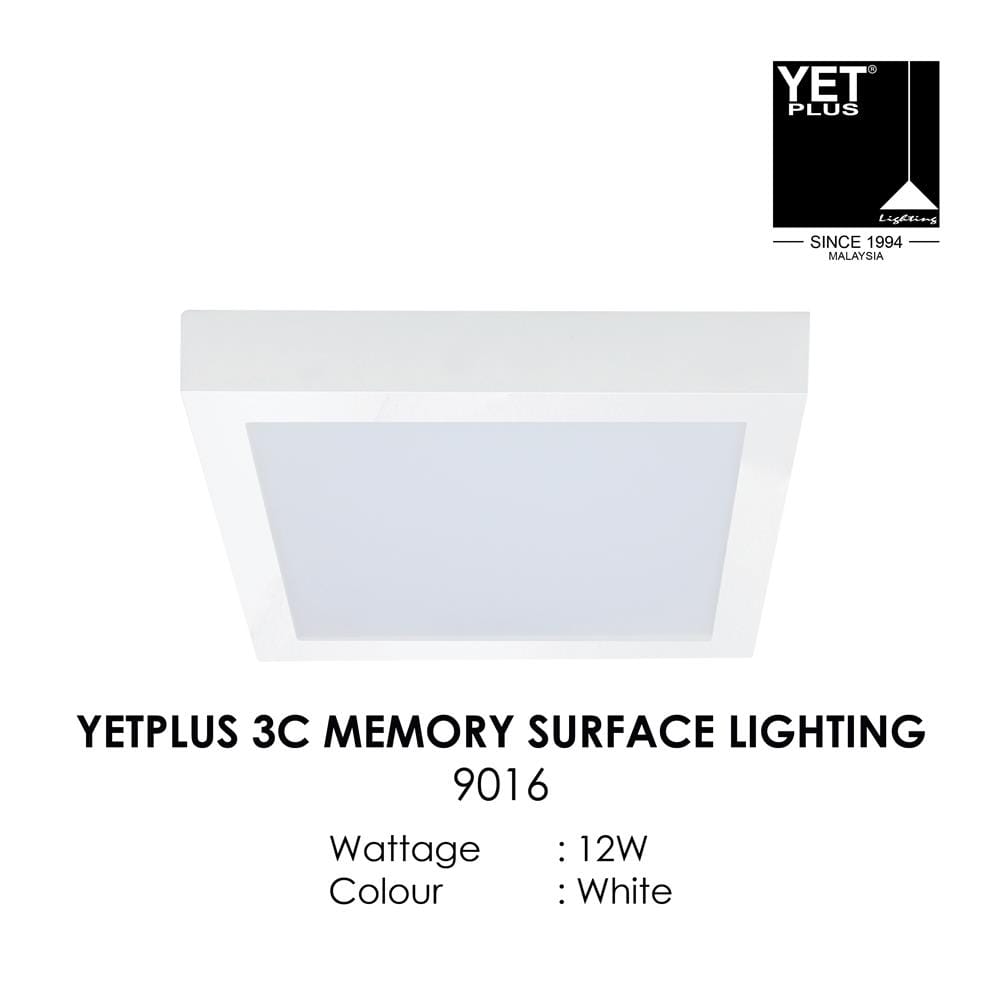 YETPLUS LED SURFACE DOWNLIGHT 9016 12W 3-COLOR WHITE SQUARE