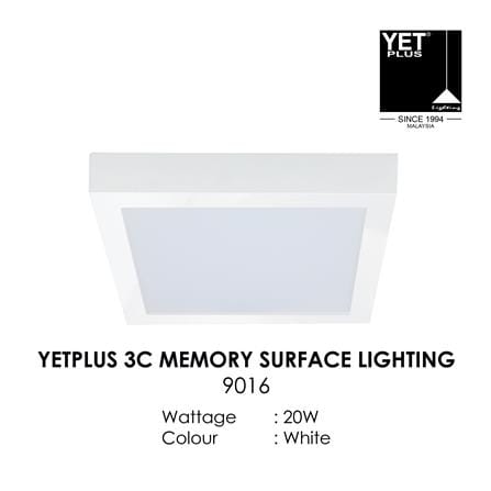 YETPLUS LED SURFACE DOWNLIGHT 9016 20W 3-COLOR WHITE SQUARE