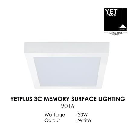 YETPLUS LED SURFACE DOWNLIGHT 9016 20W 3-COLOR WHITE SQUARE