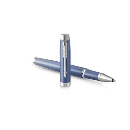 PARKER IM RITUAL BLUE CHROME TRIM ROLLERBALL PEN MEDIUM BLACK TB